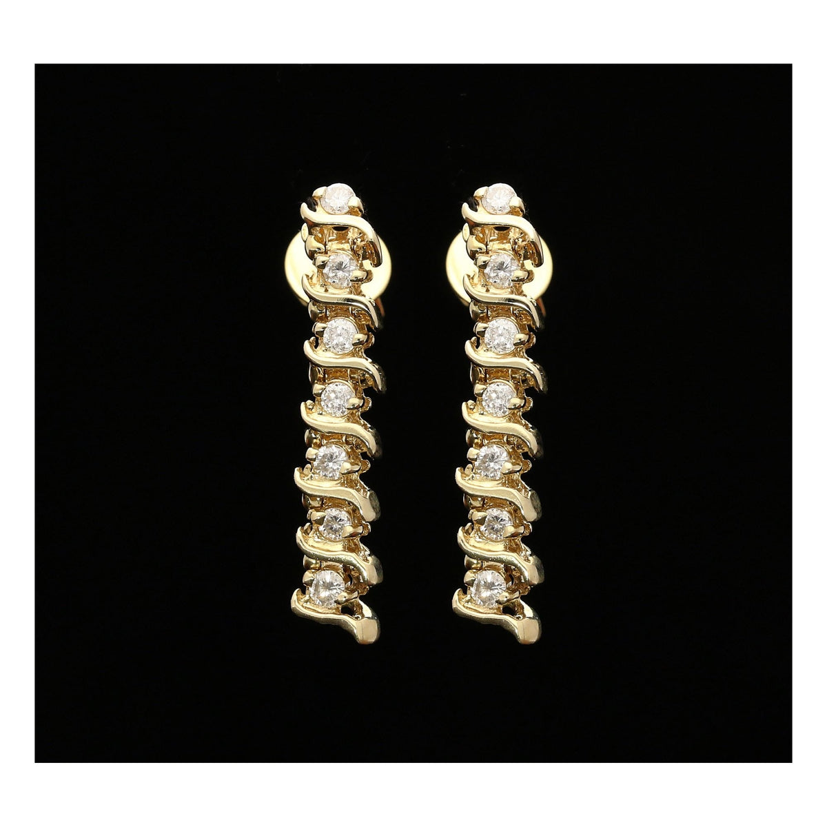 14ct Yellow Gold Diamond Drop Earrings - 0.40ct