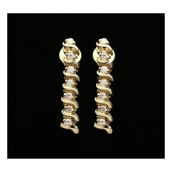14ct Yellow Gold Diamond Drop Earrings - 0.40ct