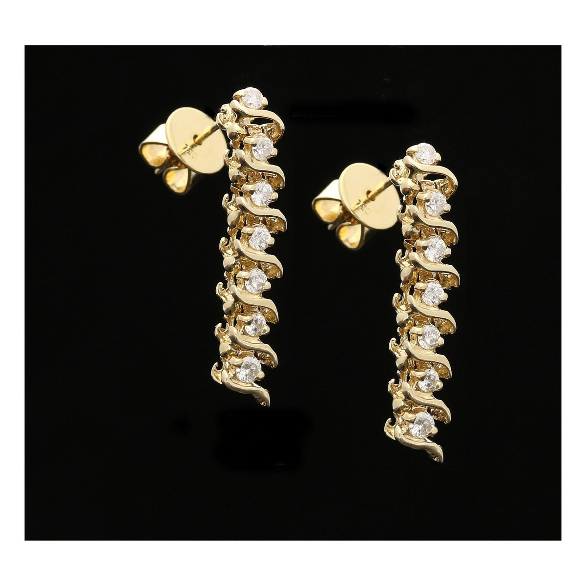 14ct Yellow Gold Diamond Drop Earrings - 0.40ct