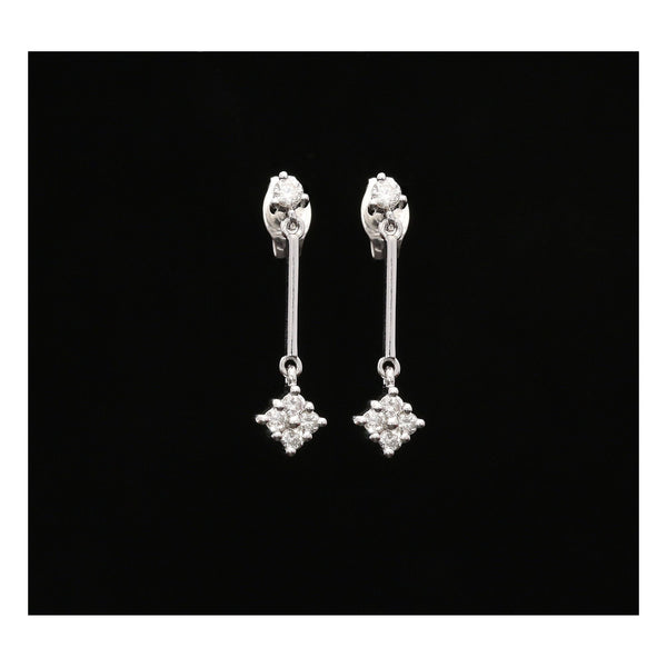 18ct White Gold Diamond Cluster Drop Earrings