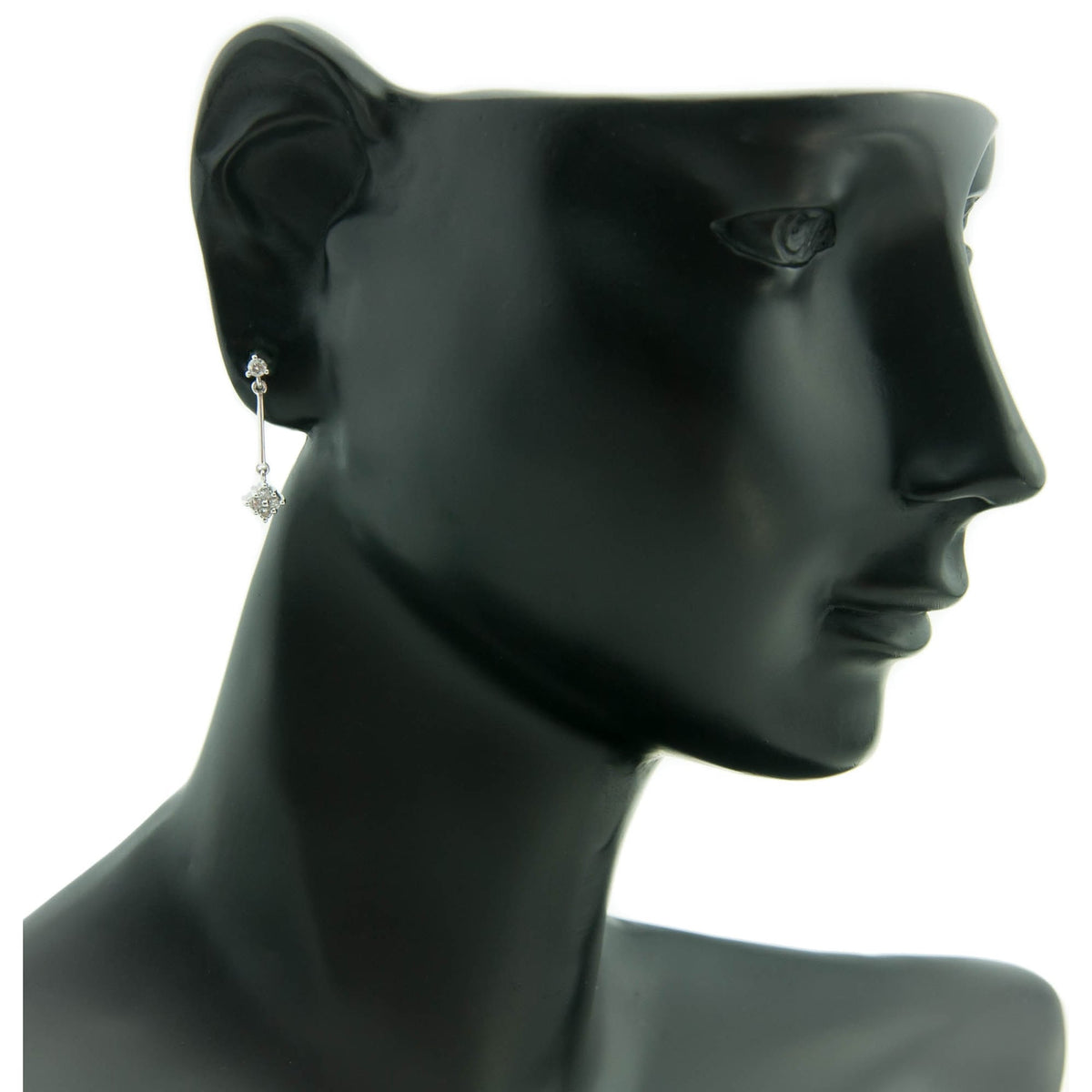 18ct White Gold Diamond Cluster Drop Earrings