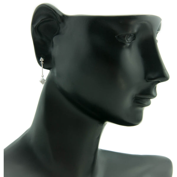 18ct White Gold Diamond Cluster Drop Earrings