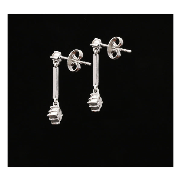 18ct White Gold Diamond Cluster Drop Earrings