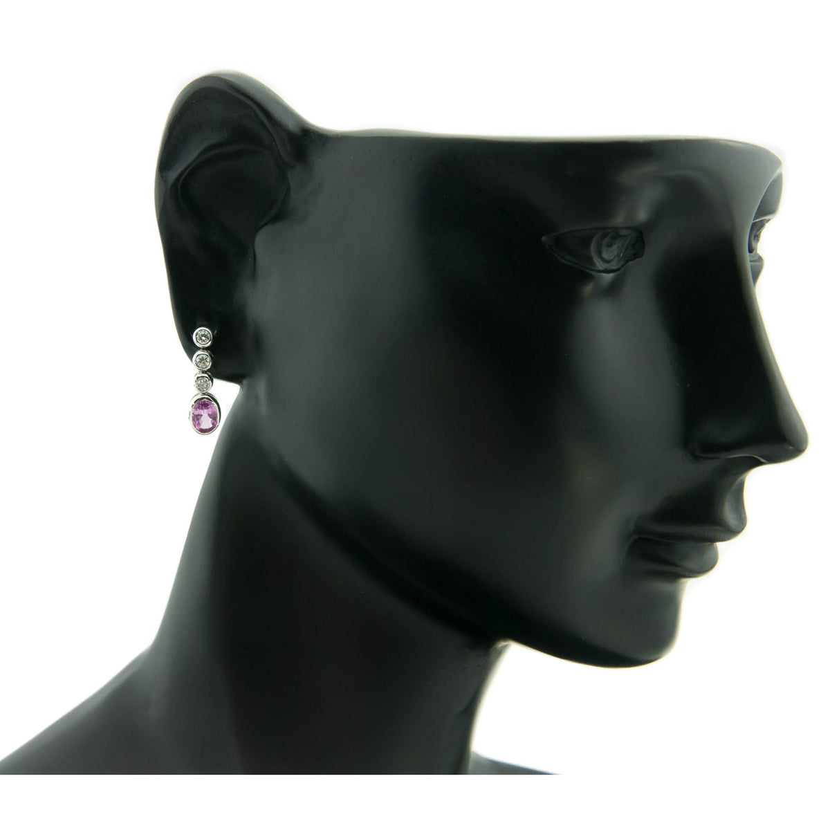 18ct White Gold Pink Sapphire and Diamond Drop Earrings