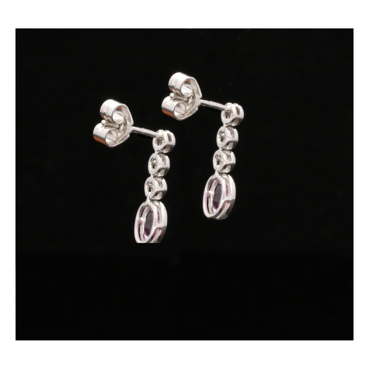 18ct White Gold Pink Sapphire and Diamond Drop Earrings