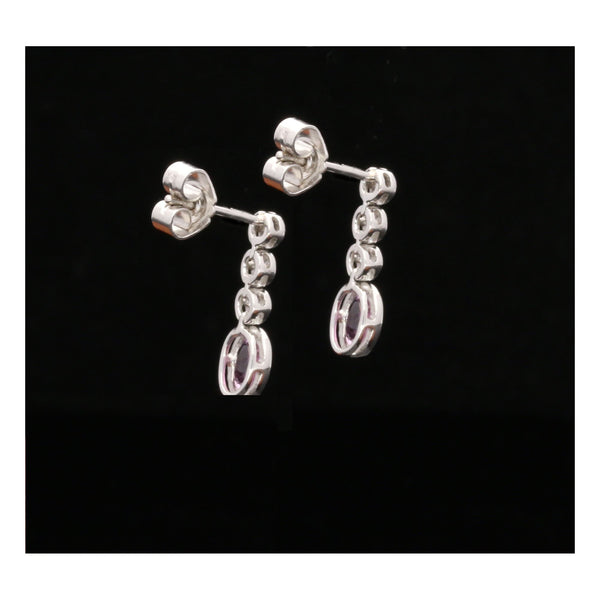 18ct White Gold Pink Sapphire and Diamond Drop Earrings