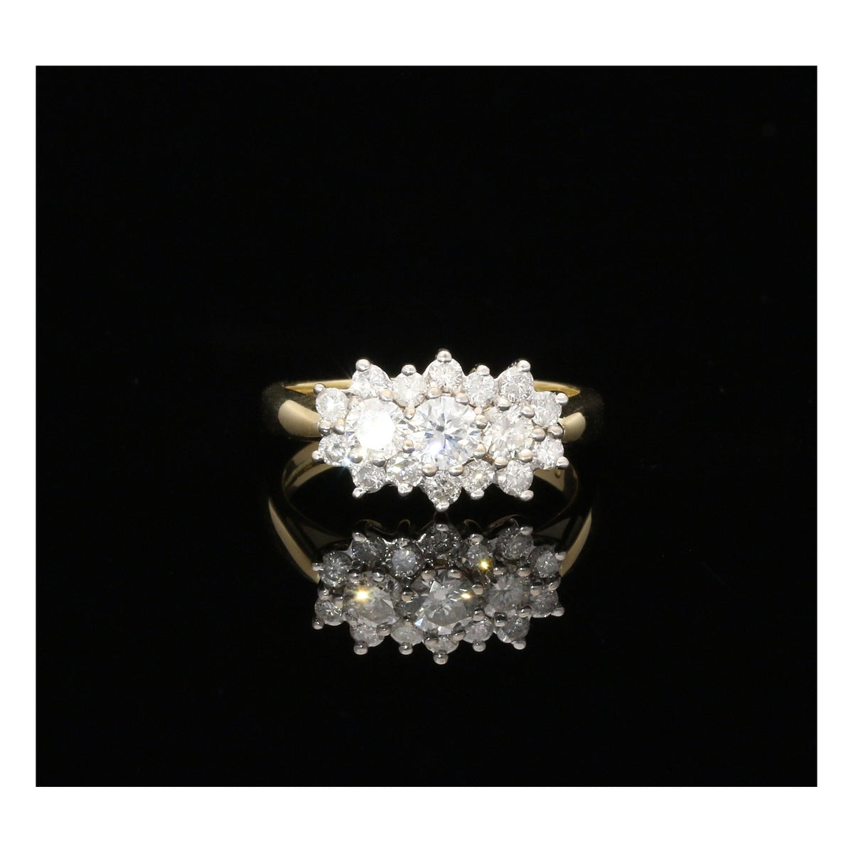 18ct Yellow Gold Diamond Cluster Ring - 1.00ct