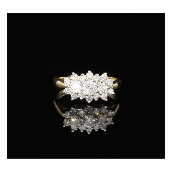 18ct Yellow Gold Diamond Cluster Ring - 1.00ct