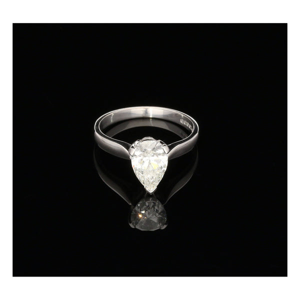 18ct White Gold Pear Shaped Diamond Engagement Ring - 1.50ct