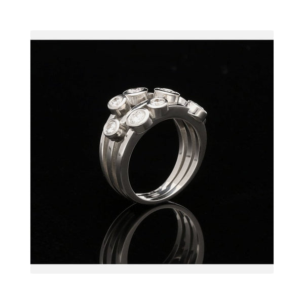 18ct White Gold Nine Diamond Scatter Ring - 0.75ct