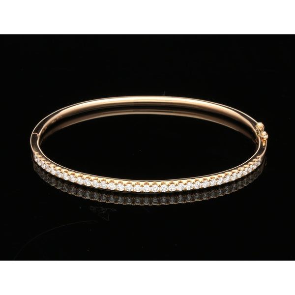 18ct Rose Gold Diamond Bangle - 1.32ct