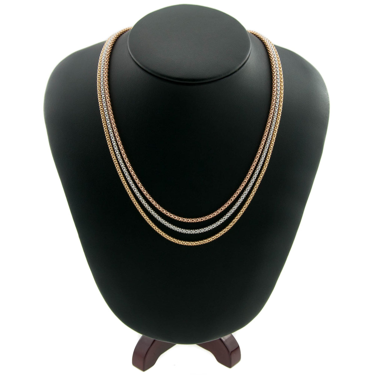 18ct Yellow, White & Rose Gold Necklet