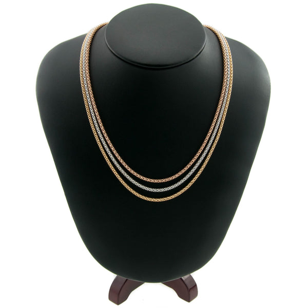 18ct Yellow, White & Rose Gold Necklet