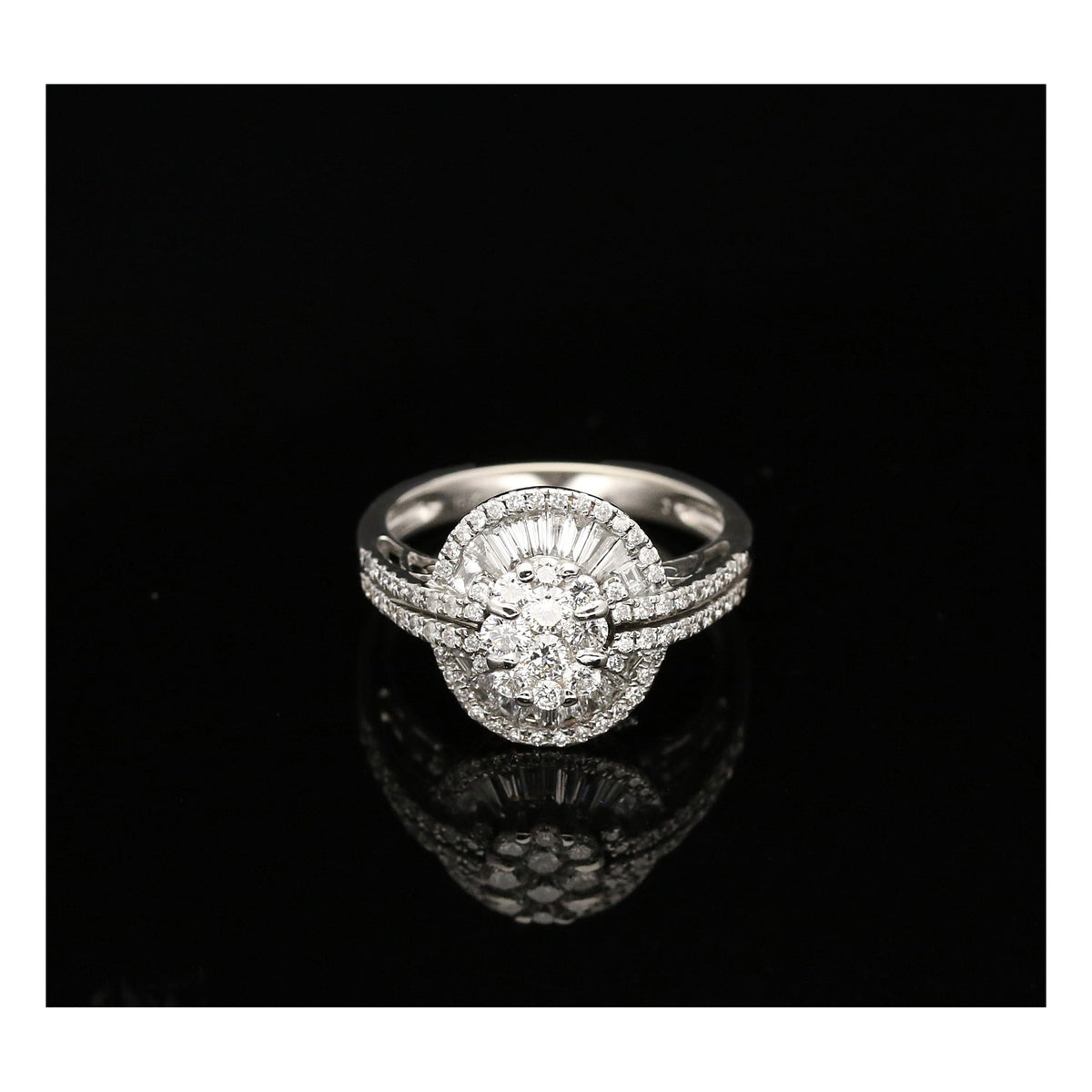 1.00ct Diamond Cluster Ring - 18ct White Gold