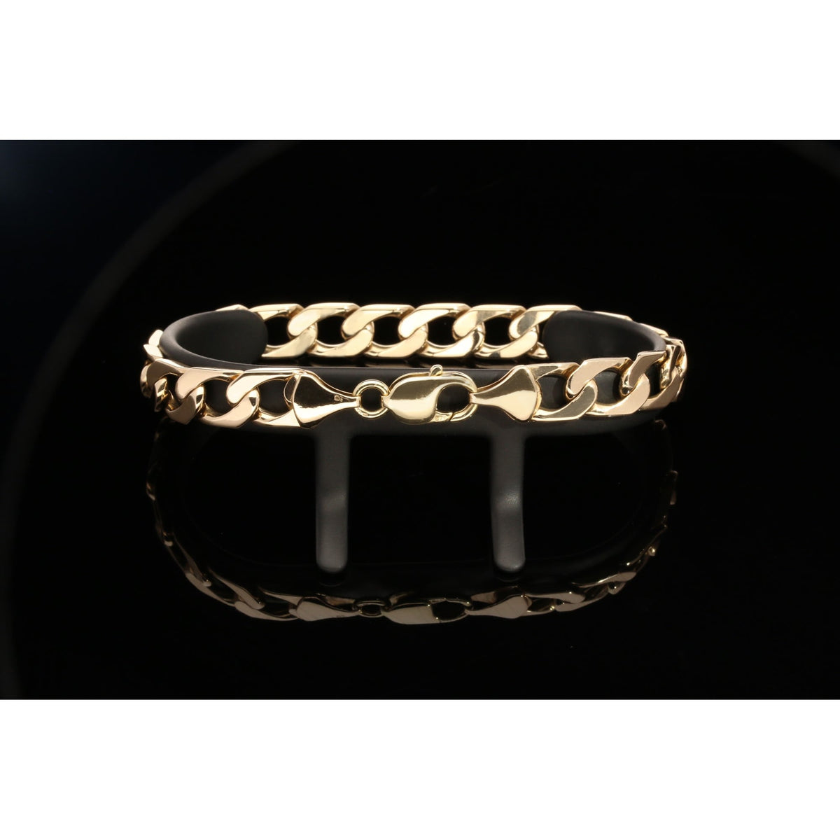 Mens 9ct Yellow Gold Curb Bracelet - 31.60g