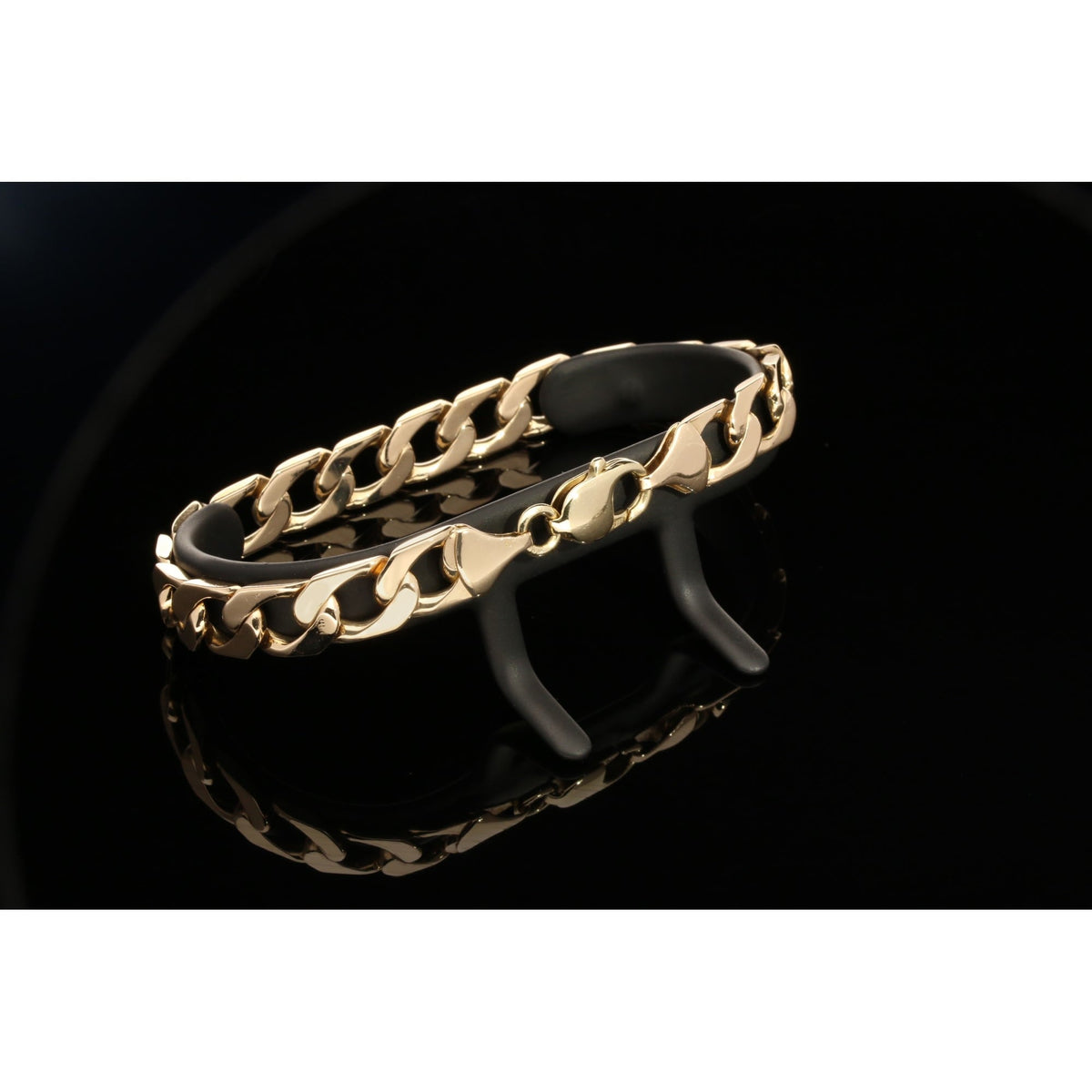 Mens 9ct Yellow Gold Curb Bracelet - 31.60g
