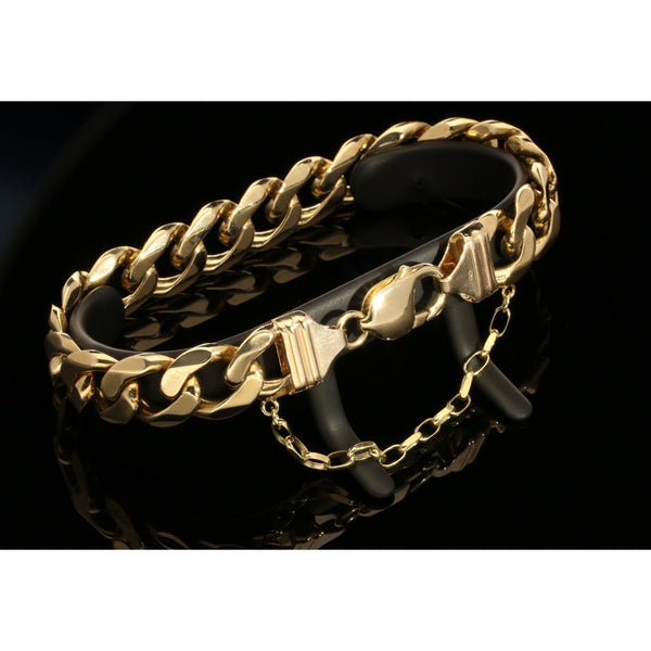 Men's 9ct Yellow Gold Curb Bracelet - 51.30g
