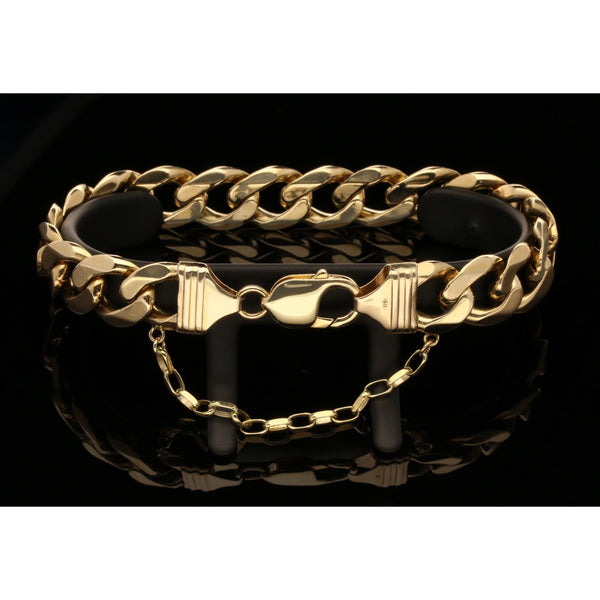 Men's 9ct Yellow Gold Curb Bracelet - 51.30g