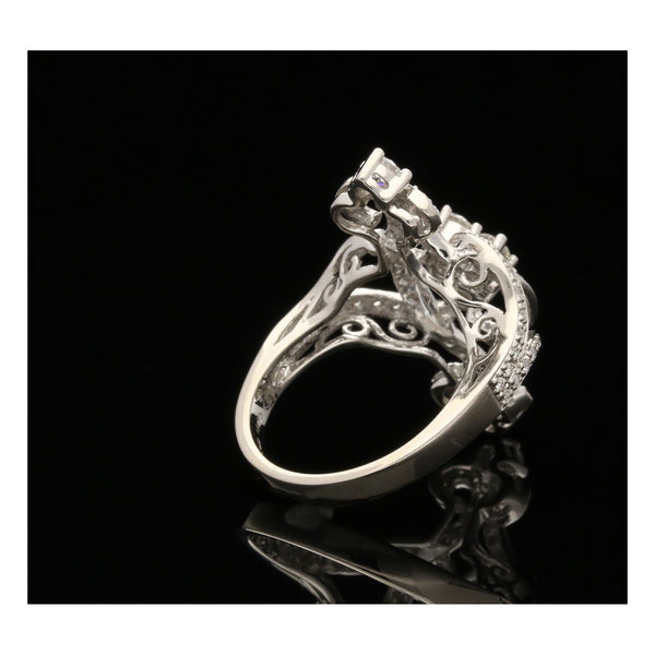 18ct White Gold Fingerline Diamond Cluster Ring - 1.09ct