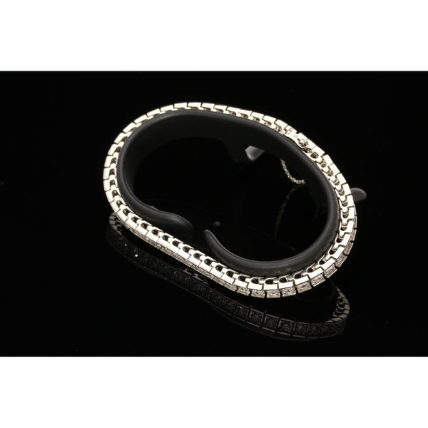 14ct White Gold Square Link Diamond Bracelet 4.08ct