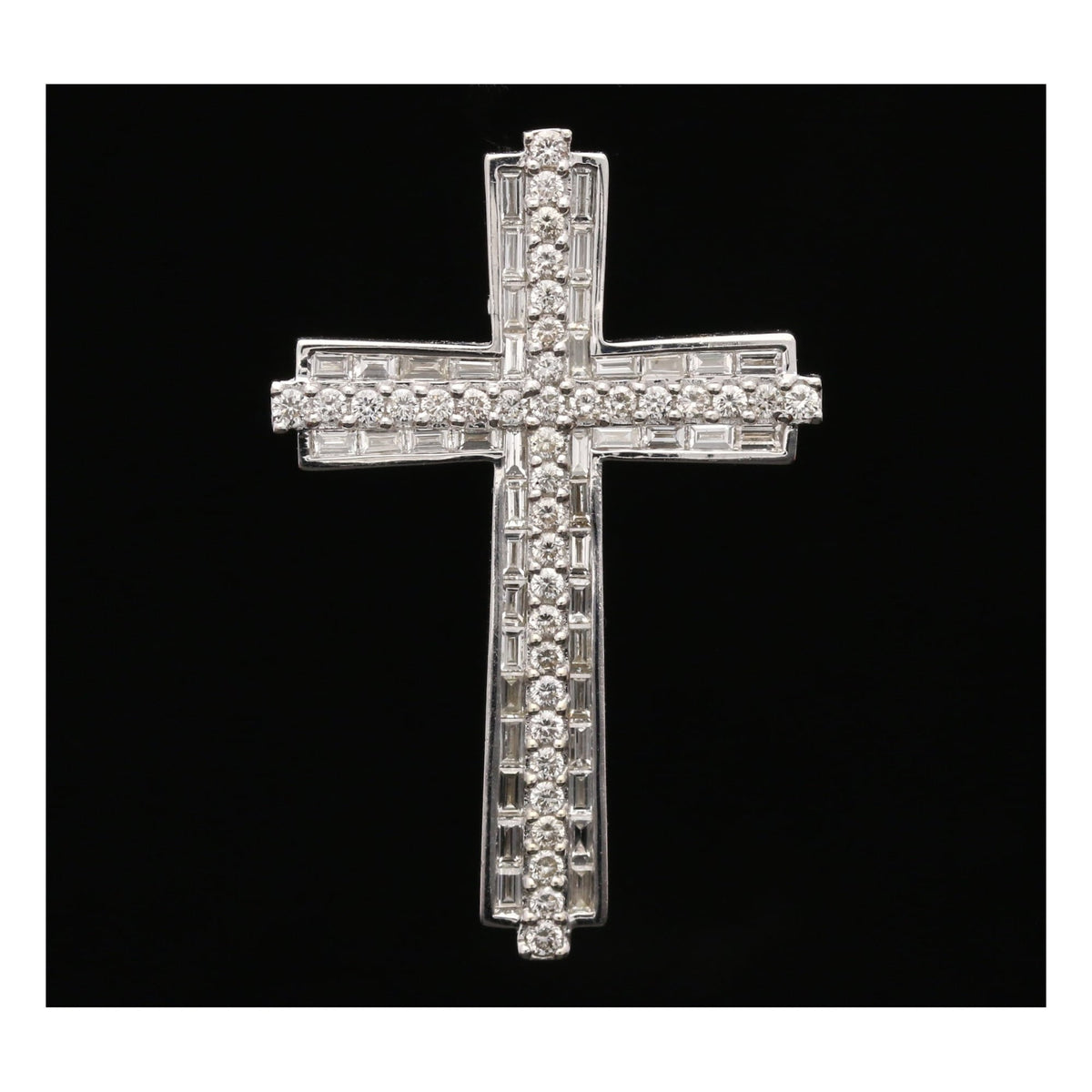 18ct White Gold Modern Diamond Cross - 2.06ct