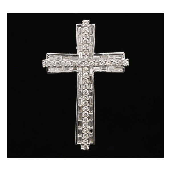 18ct White Gold Modern Diamond Cross - 2.06ct