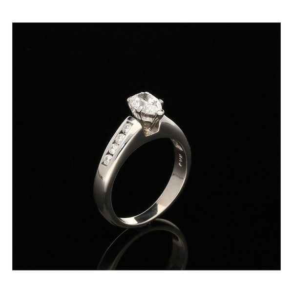 14ct White Gold Pear Cut Diamond Engagement Ring 1.01ct