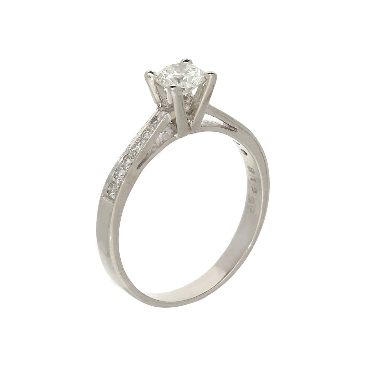 Platinum Engagment Ring - Diamond Shoulders - 0.50ct