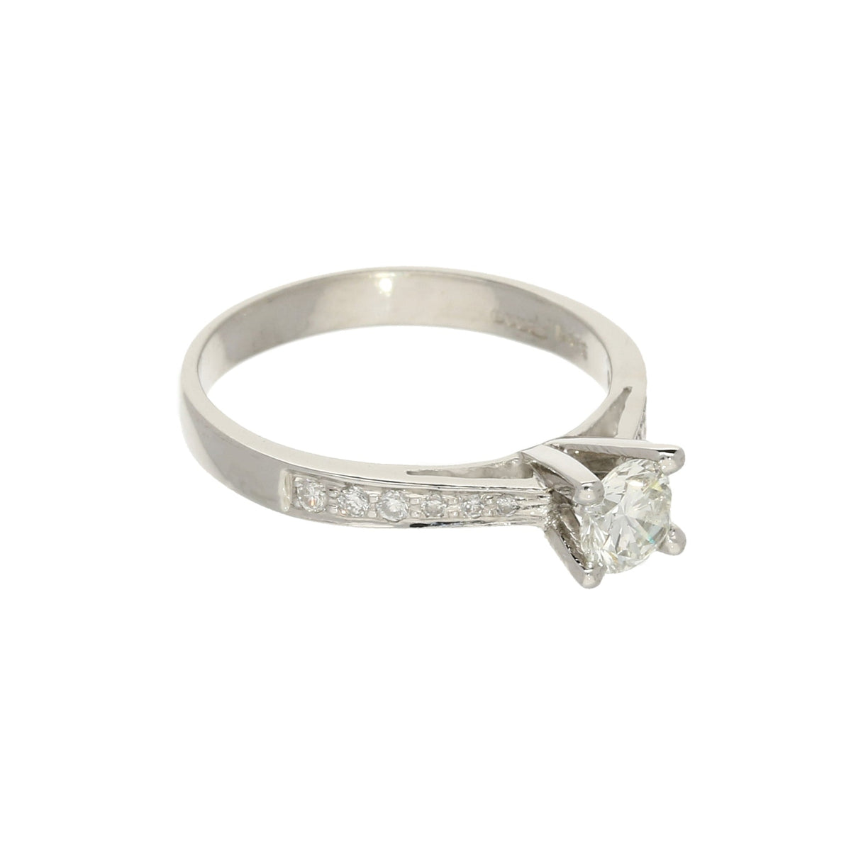 Platinum Engagment Ring - Diamond Shoulders - 0.50ct