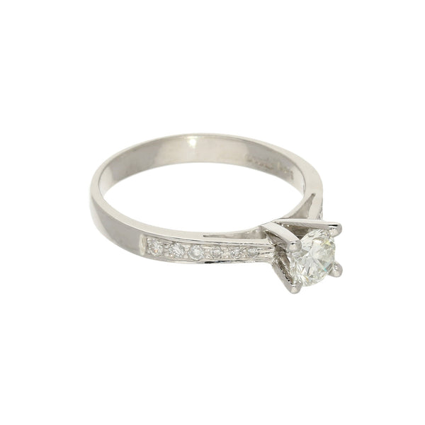 Platinum Engagment Ring - Diamond Shoulders - 0.50ct