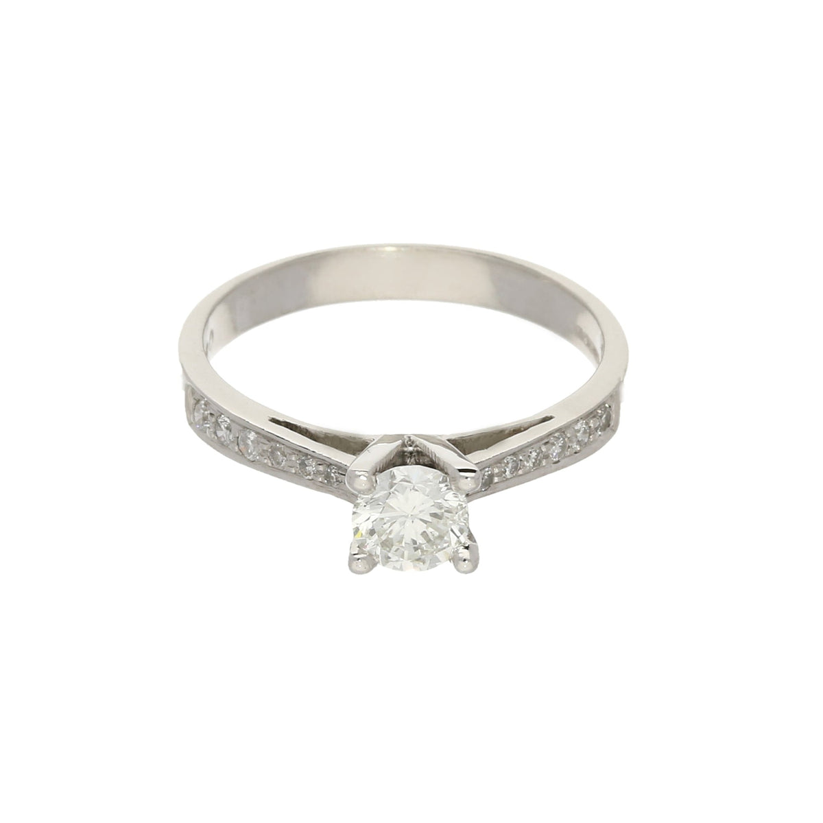 Platinum Engagment Ring - Diamond Shoulders - 0.50ct
