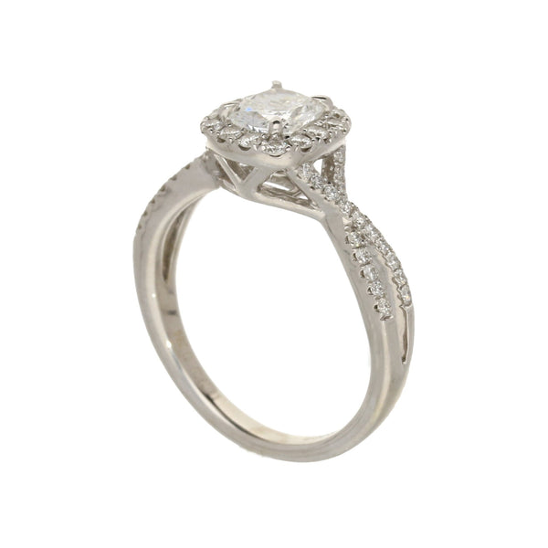 18ct White Gold Cushion Cut Diamond Engagement Ring - 0.99ct