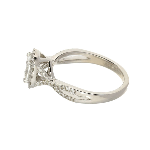 18ct White Gold Cushion Cut Diamond Engagement Ring - 0.99ct
