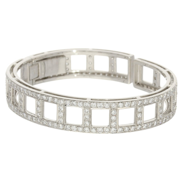 18ct White Gold Ladder Design Diamond Bangle - 4.40ct