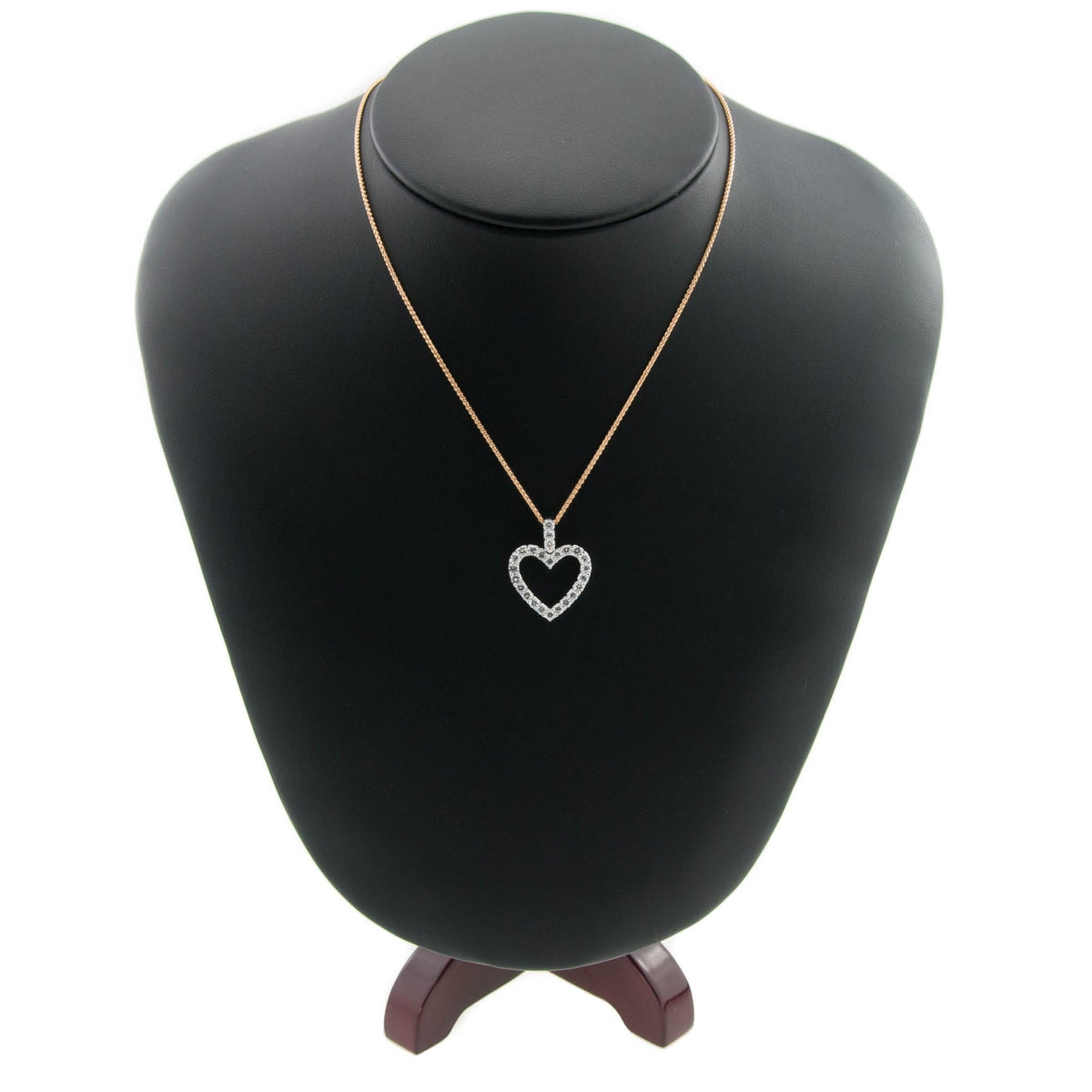 18ct Gold Diamond Heart Pendant & Chain - 1.00ct