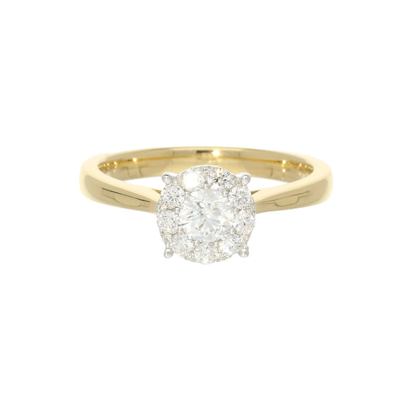 18ct Yellow Gold 0.50ct Diamond Engagement Ring - Illusion Set