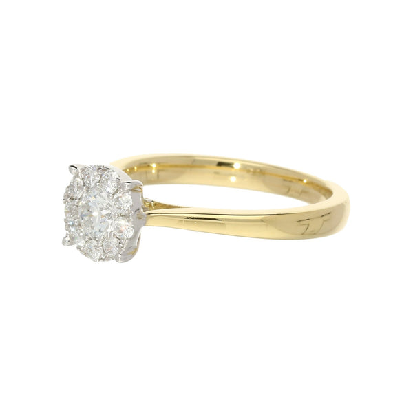 18ct Yellow Gold 0.50ct Diamond Engagement Ring - Illusion Set