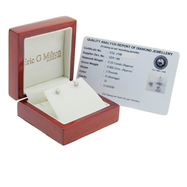 18ct White Gold 0.50ct Certified Diamond Stud Earrings