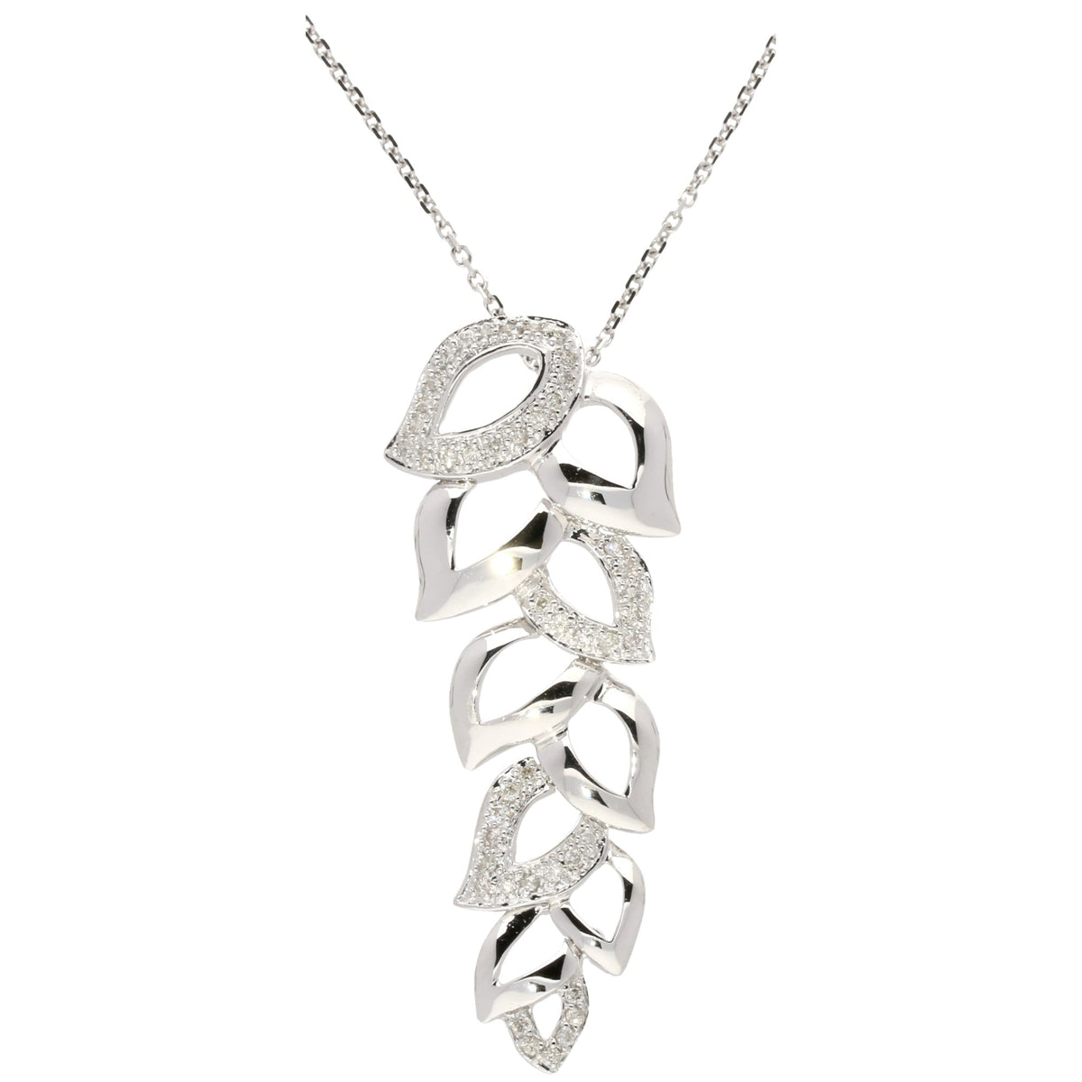 18ct White Gold 0.40ct Diamond Leaf Pendant