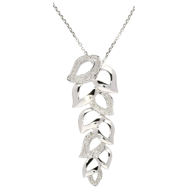 18ct White Gold 0.40ct Diamond Leaf Pendant