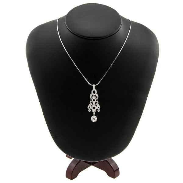 Fancy 18ct White Gold Diamond & Sapphire Pendant & Chain