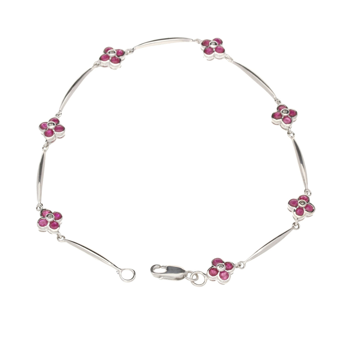 Ruby & Diamond 9ct White Gold Bracelet