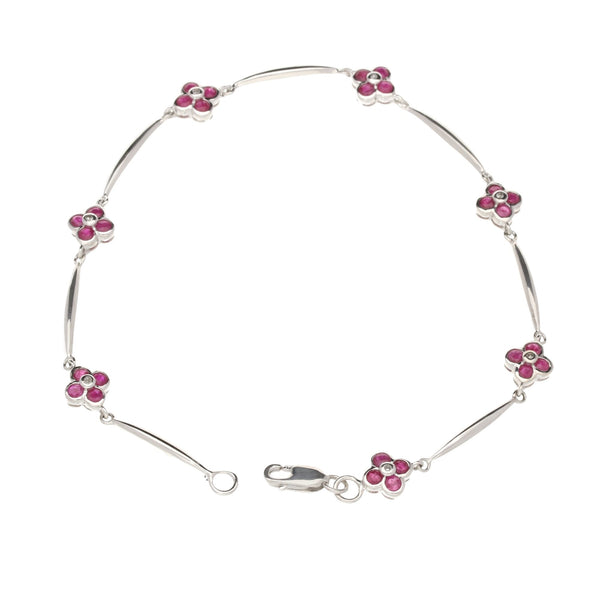 Ruby & Diamond 9ct White Gold Bracelet
