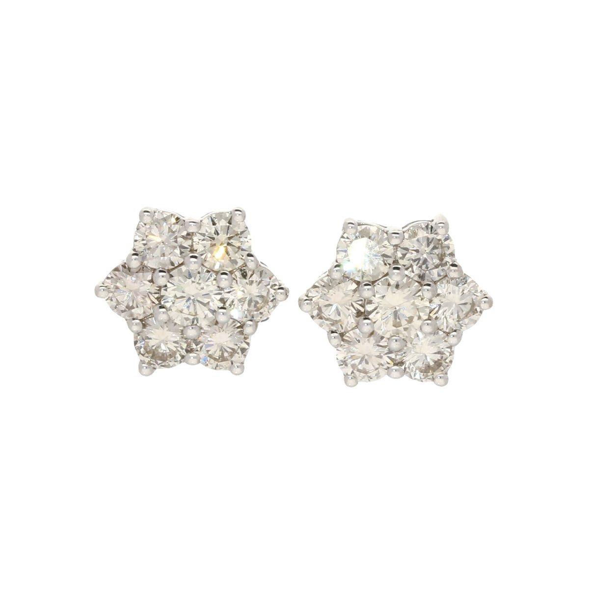 9ct Gold 2.32ct Diamond Cluster Earrings
