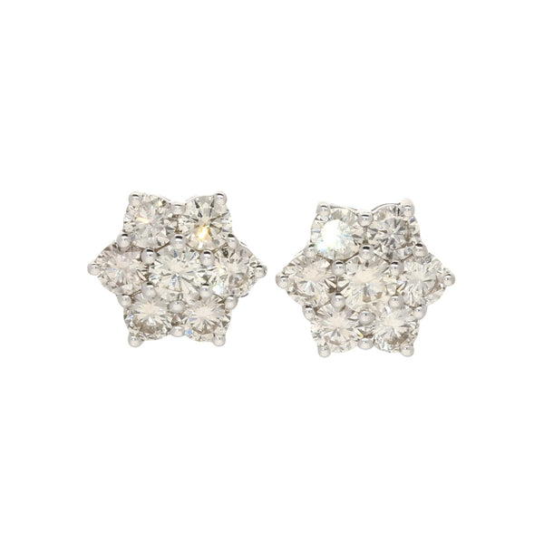 9ct Gold 2.32ct Diamond Cluster Earrings