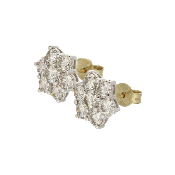 9ct Gold 2.32ct Diamond Cluster Earrings