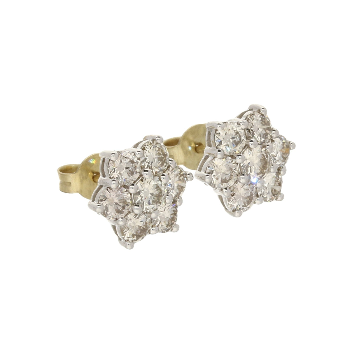 9ct Gold 2.32ct Diamond Cluster Earrings