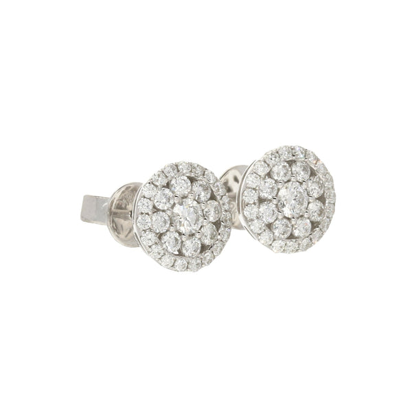 18ct White Gold Diamond Cluster Earrings