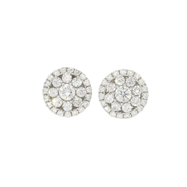 18ct White Gold Diamond Cluster Earrings