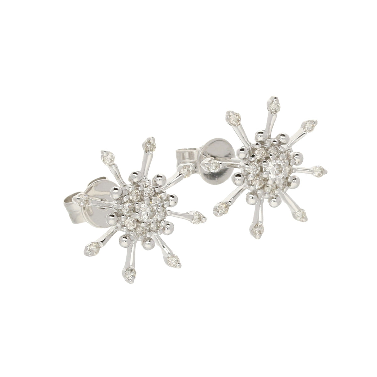 18ct White Gold Diamond Snowflake Earrings